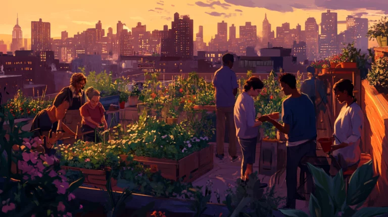 Stress reduction at a community rooftop garden